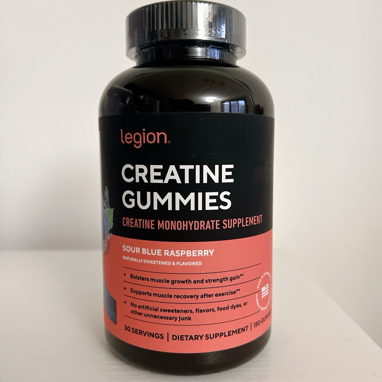 LEGION Creatine Monohydrate Gummies Supplement Blueberry Raspberry EXP 06/2027