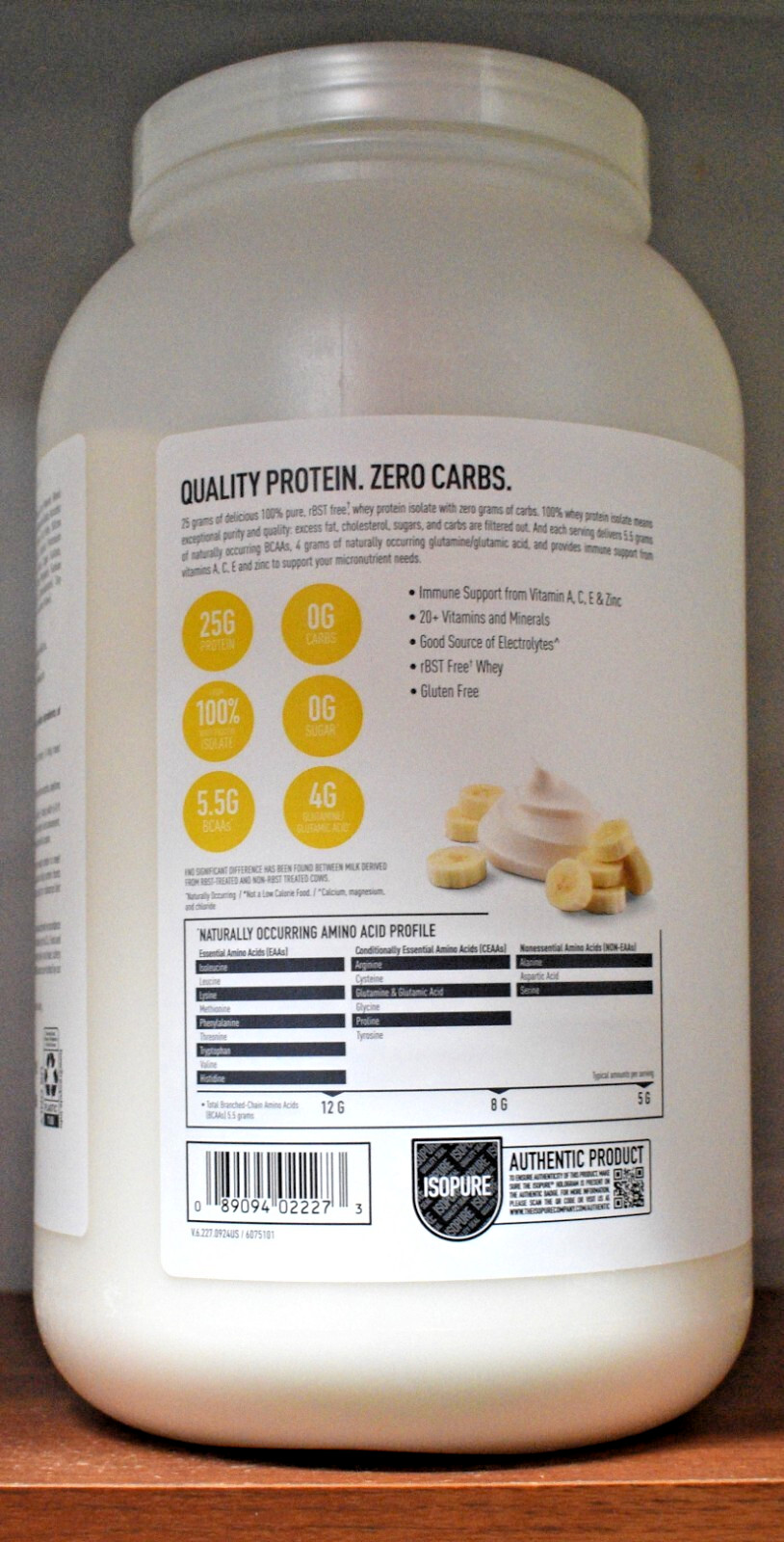 Isopure Banana Cream Zero Carb Protein Powder 3 lb (1.36 kg) 44 Servings