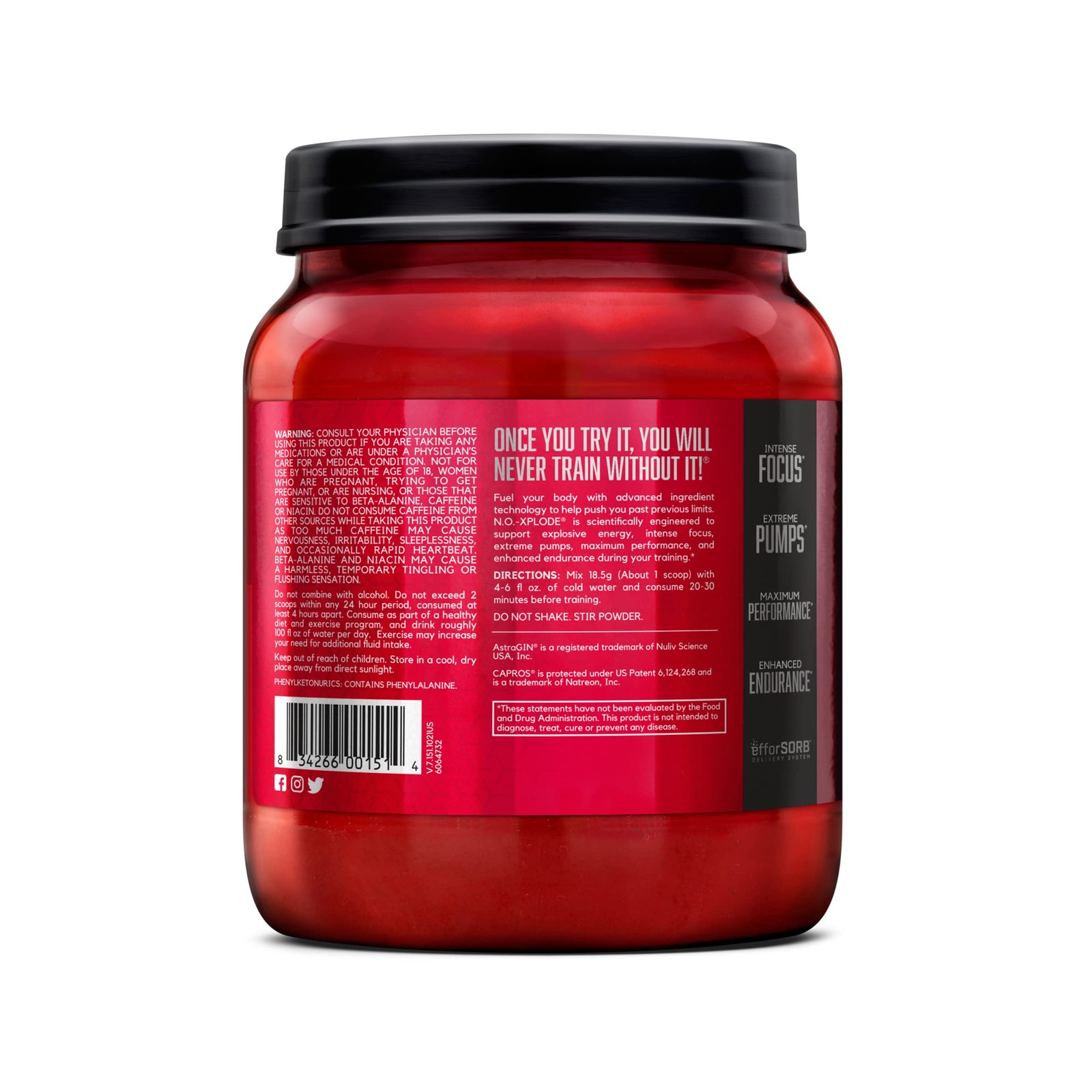 BSN N.O.-XPLODE Pre Workout Supplement with Creatine, Beta-Alanine, and Ener…