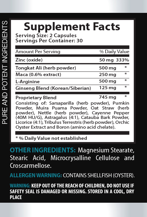 Sexuales – Male enhancement formula “UNLEASH YOUR WOLF” 1 Bottle 60 Capsules