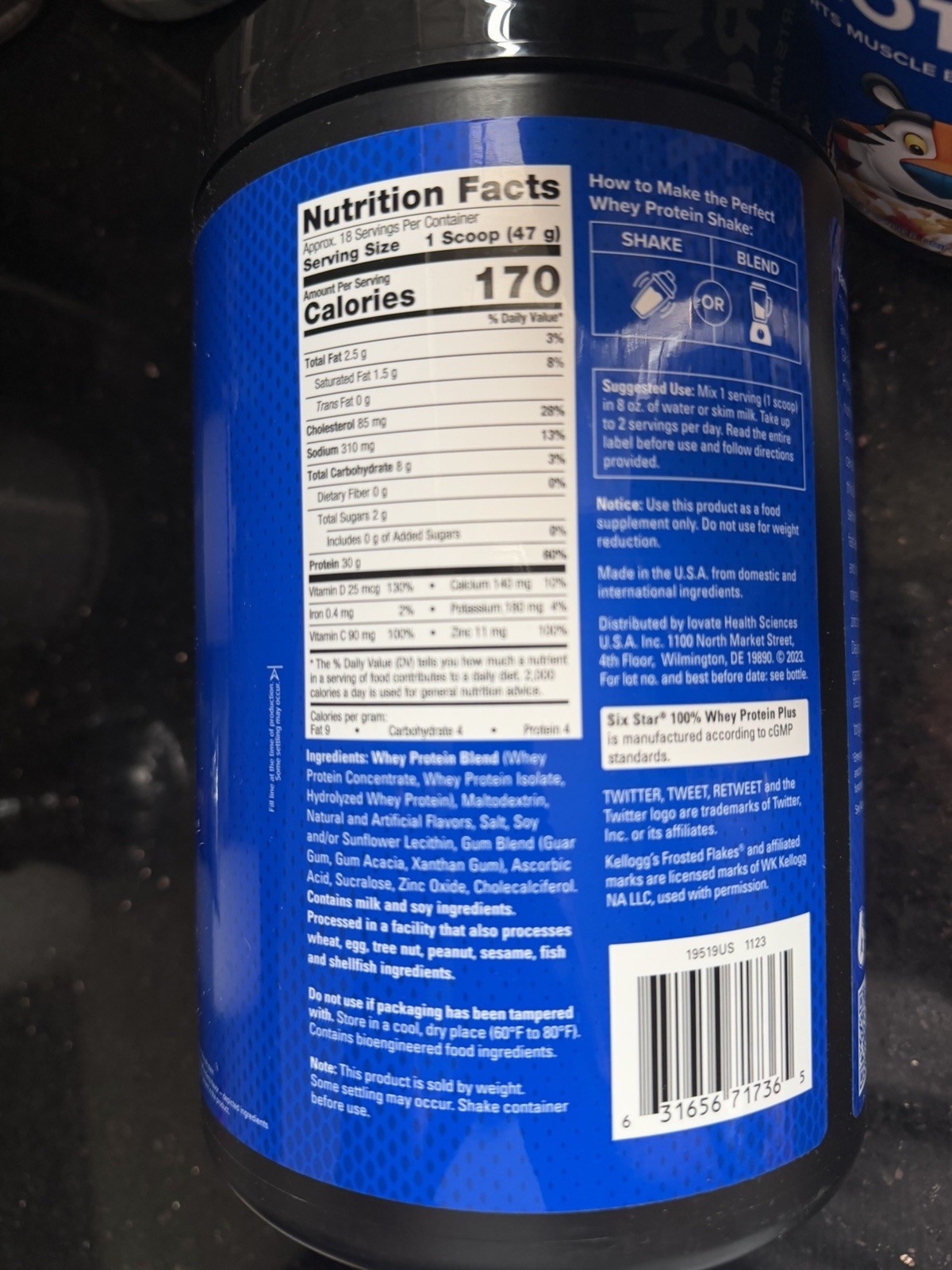 SIXSTAR 100% WHEY PROTEIN PLUS FROSTED FLAKES 1.81 LBS EXP 02/ 2027 18 SERVINGS