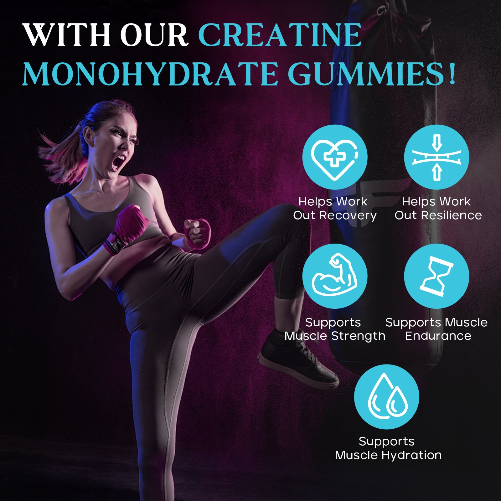 Supports Muscle Growth Creatine Monohydrate Gummies with 5g Per Serving