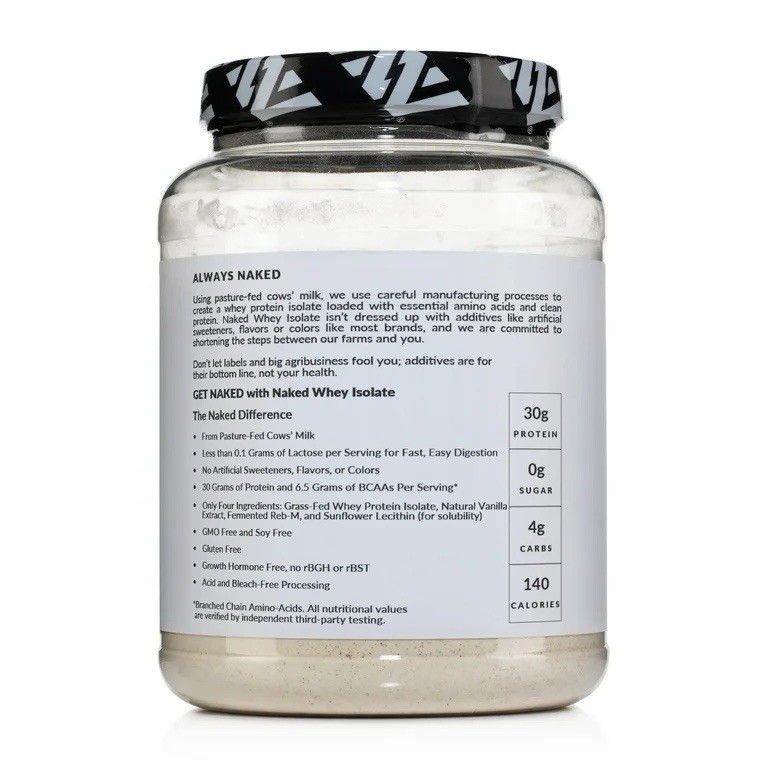 Naked Vanilla Whey Isolate, Grass Fed Protein, 24 Servings