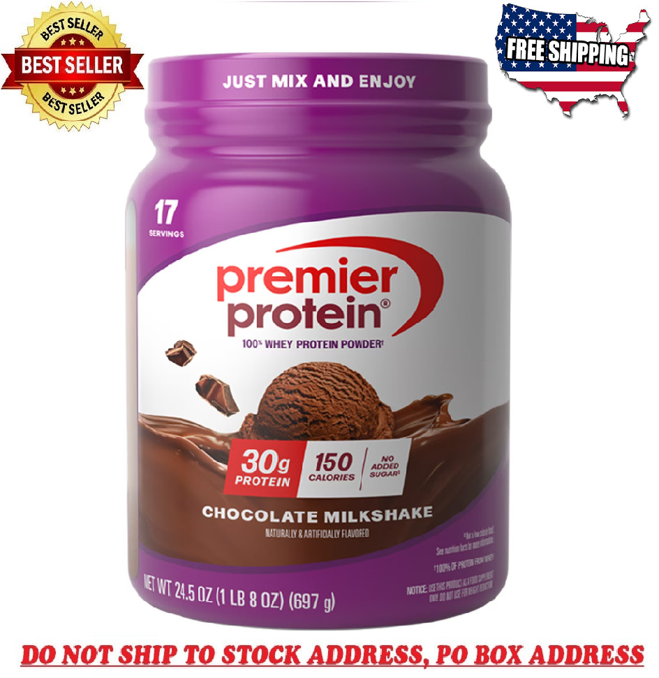 Premier Protein 100% Whey Powder, Chocolate Milkshake, 30g Protein, 29 Servings