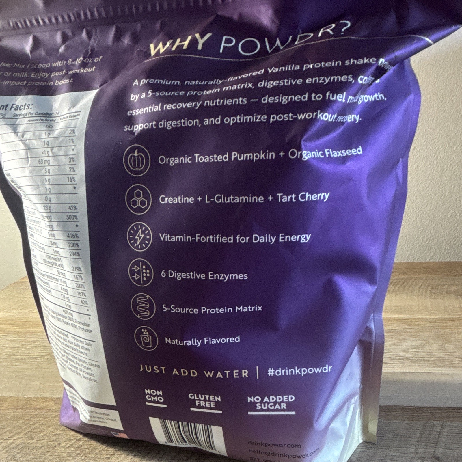 POWDR Whey Protein Powder Vanilla Grass Fed Gluten-Free Non-GMO No Sugar