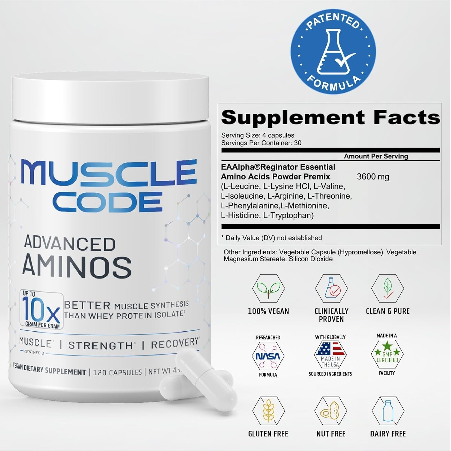 NAUTILUS Muscle Code Essential Amino Acid Capsules – Muscle Synthesis & Repair &