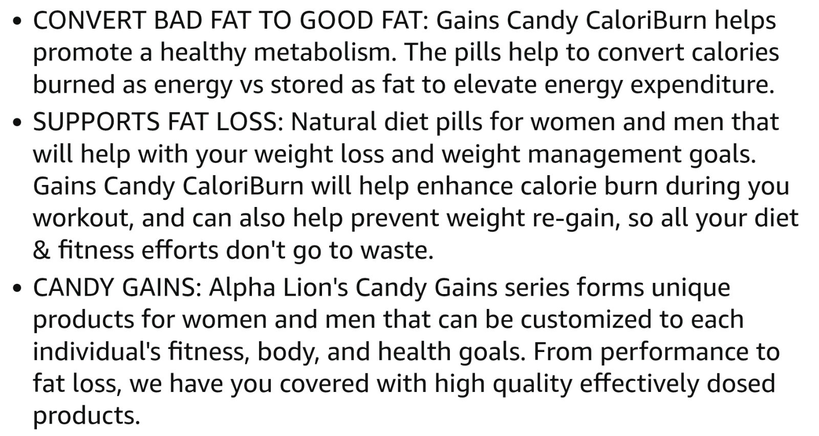 Alpha-Lion GAINS CANDY Fat loss CALORIBURN 60 Capsules ( 30 Serv ) BEST BY 11/26