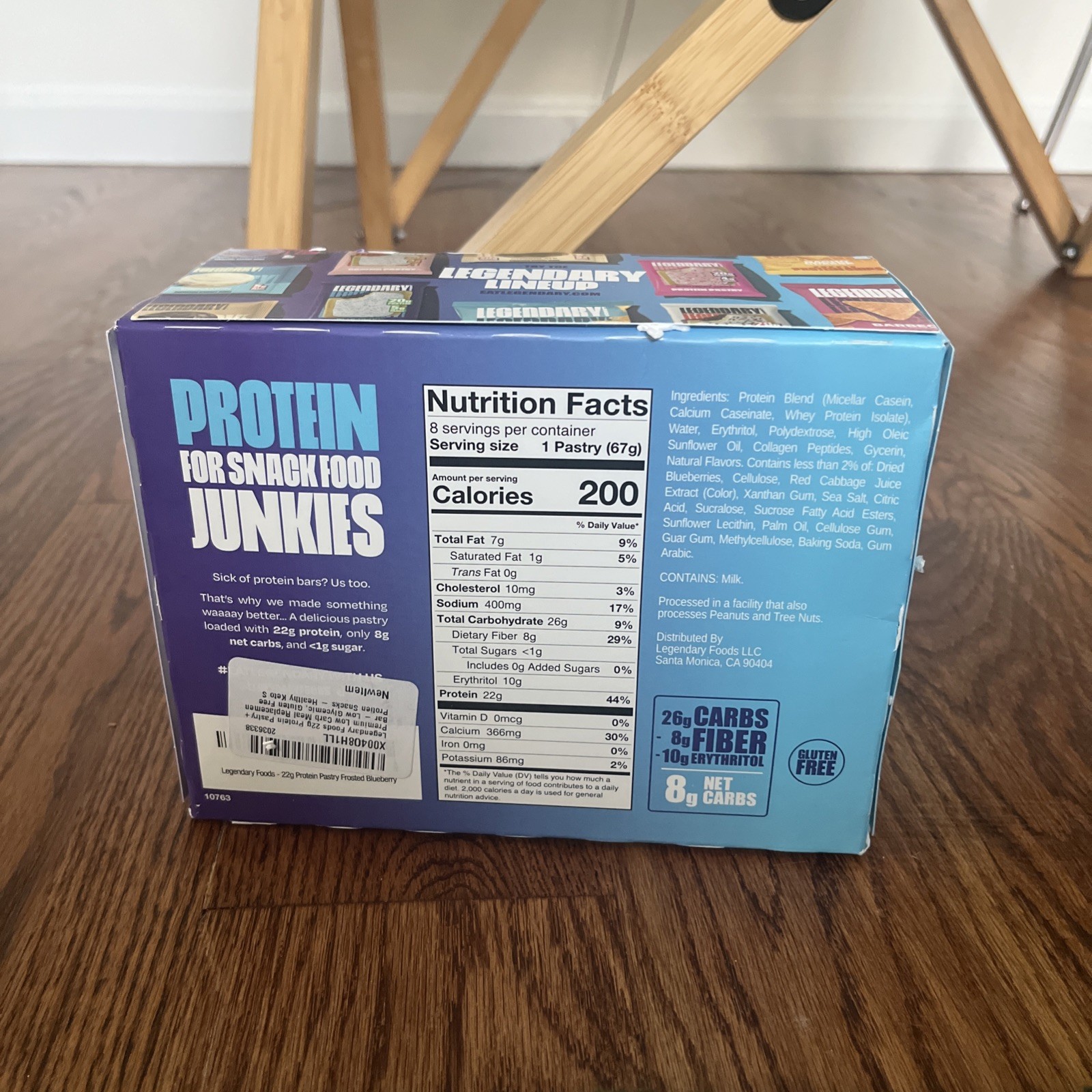 Legendary Foods Protein Pastry+ Frosted Blueberry 8 Pack 22g Protein Gluten Free