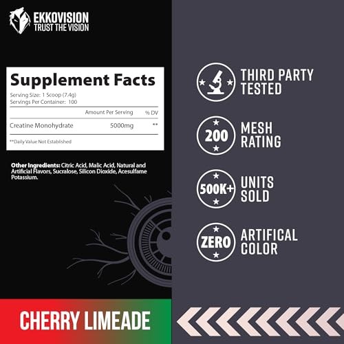 Creatine Monohydrate Powder 100 Servings Cherry Limeade Micronized