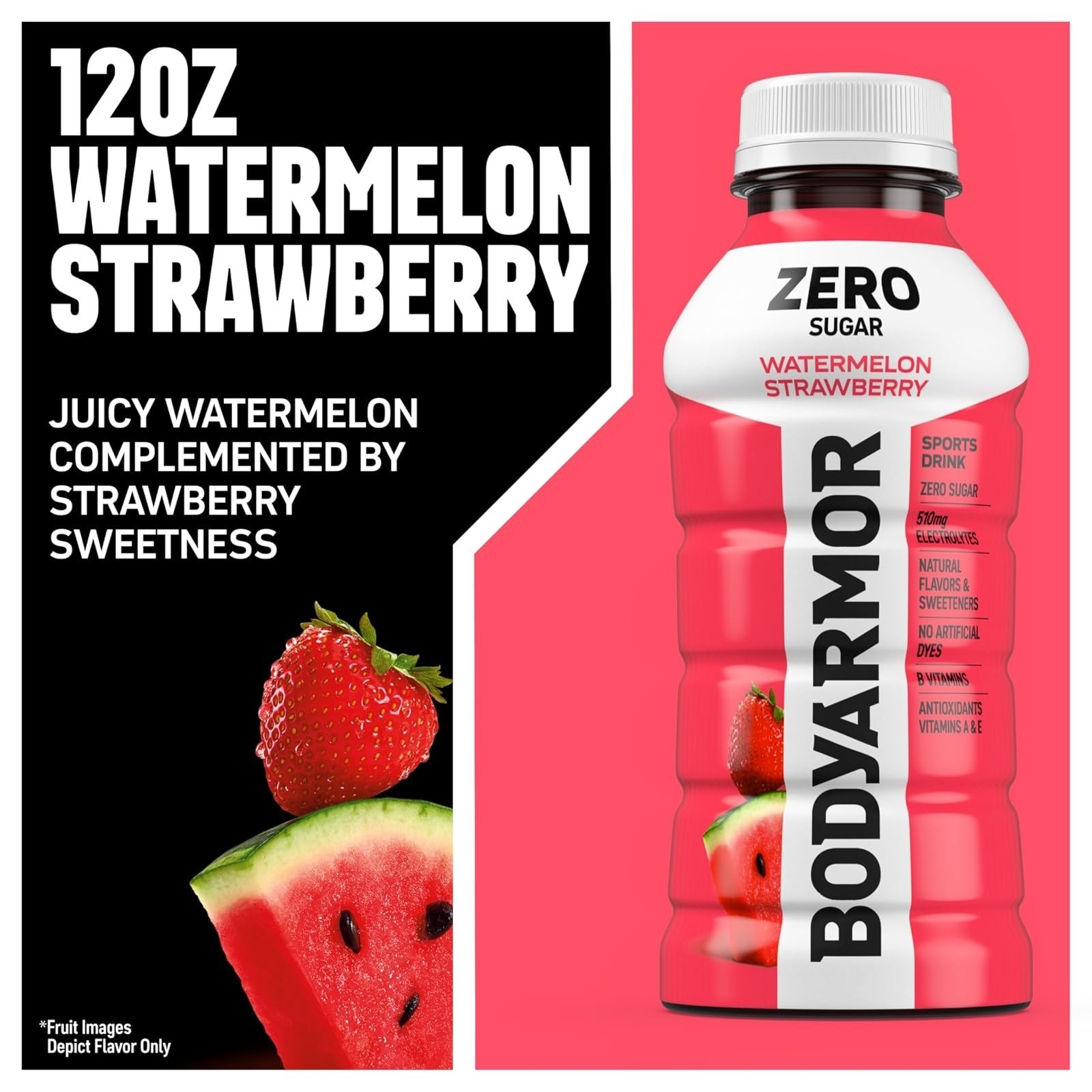 BODYARMOR Zero Sugar Watermelon Strawberry Electrolyte Drink 12 Fl Oz 8 Pack