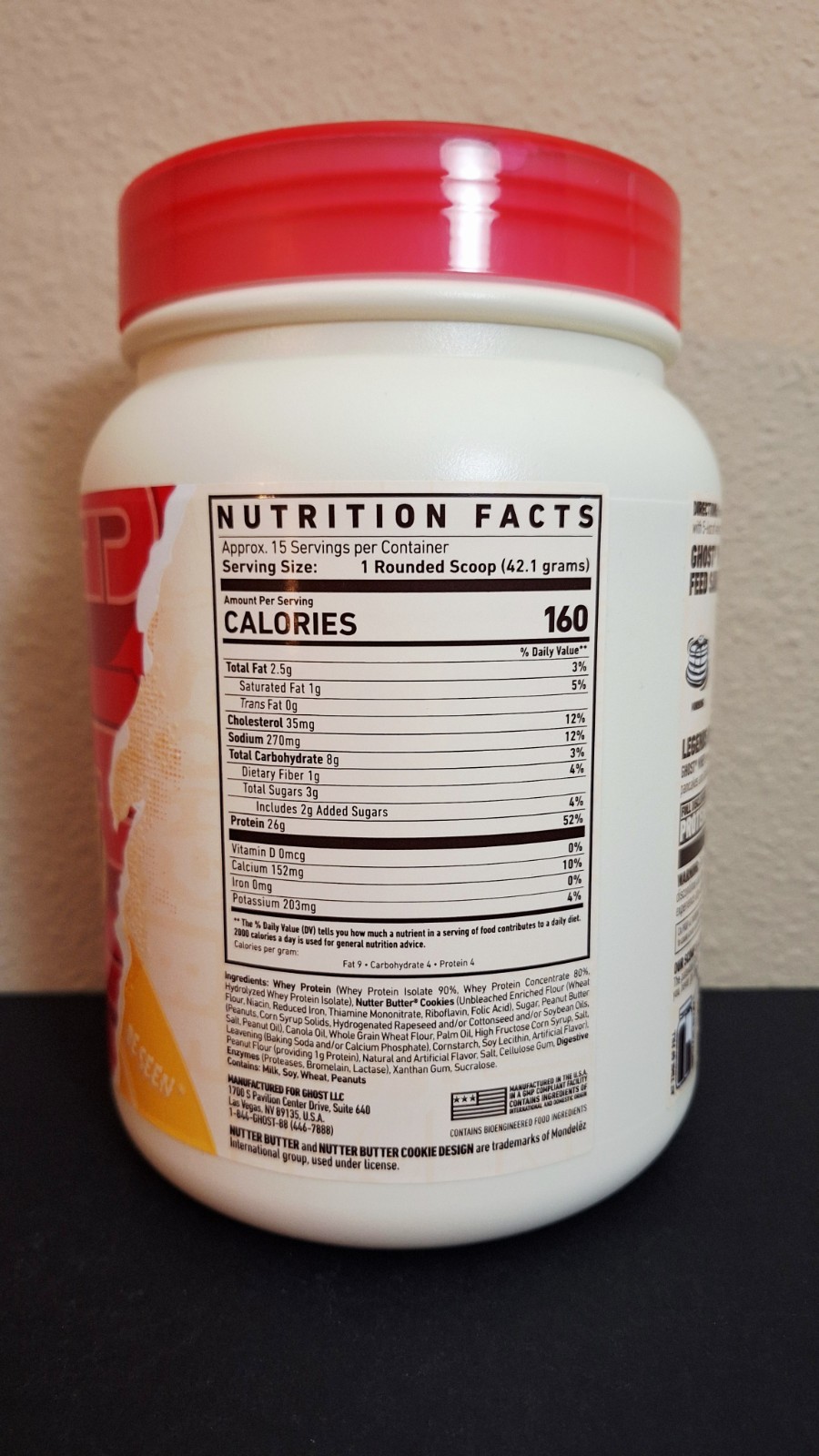 GHOST Whey Protein, Nutter Butter 🥜 1.4lbs, 26G Protein, 15 Servings, 10/2027✨️