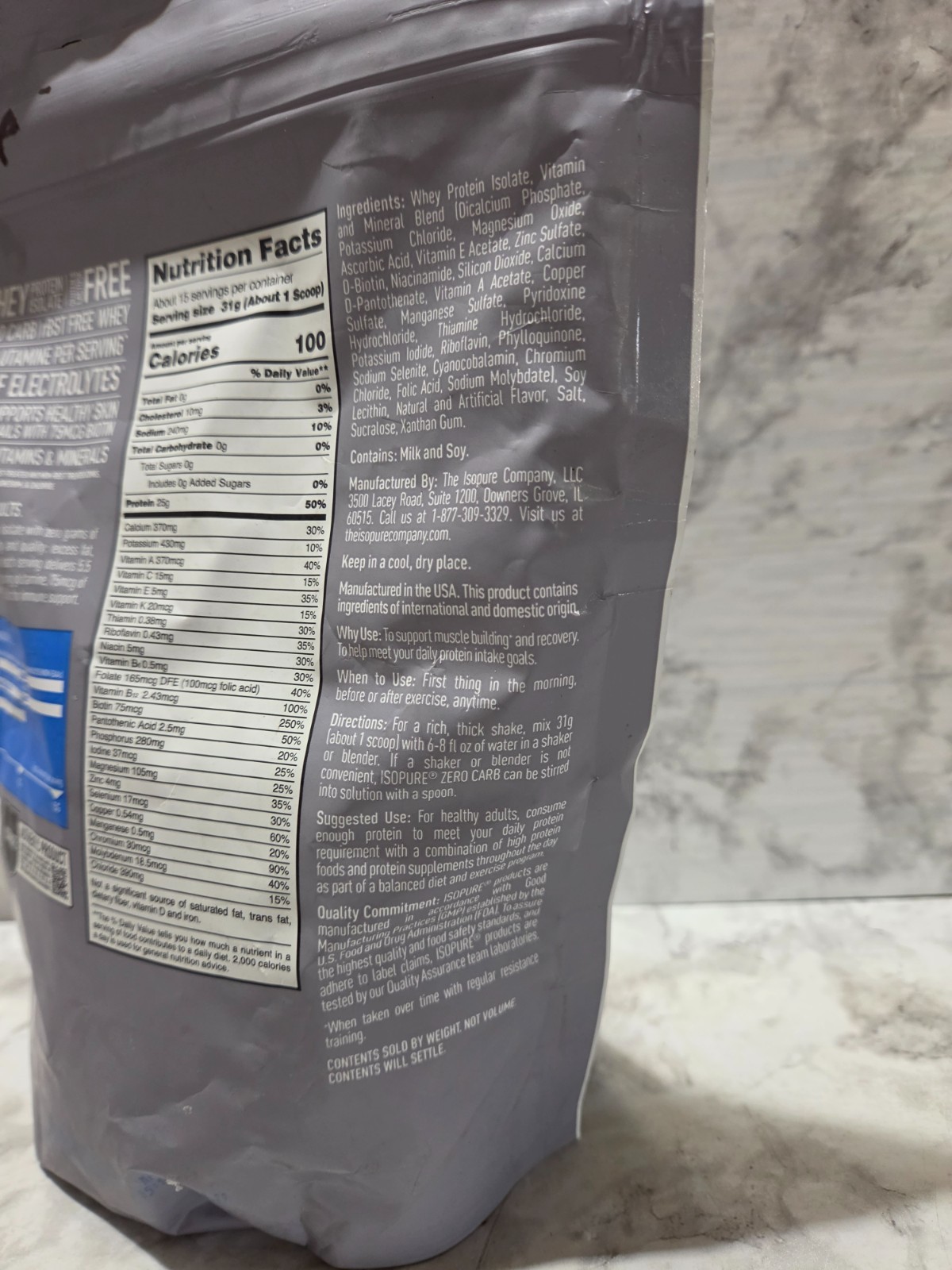 Isopure Zero Carb 25g Protein Powder Whey Creamy Vanilla 1 LB 4/2027