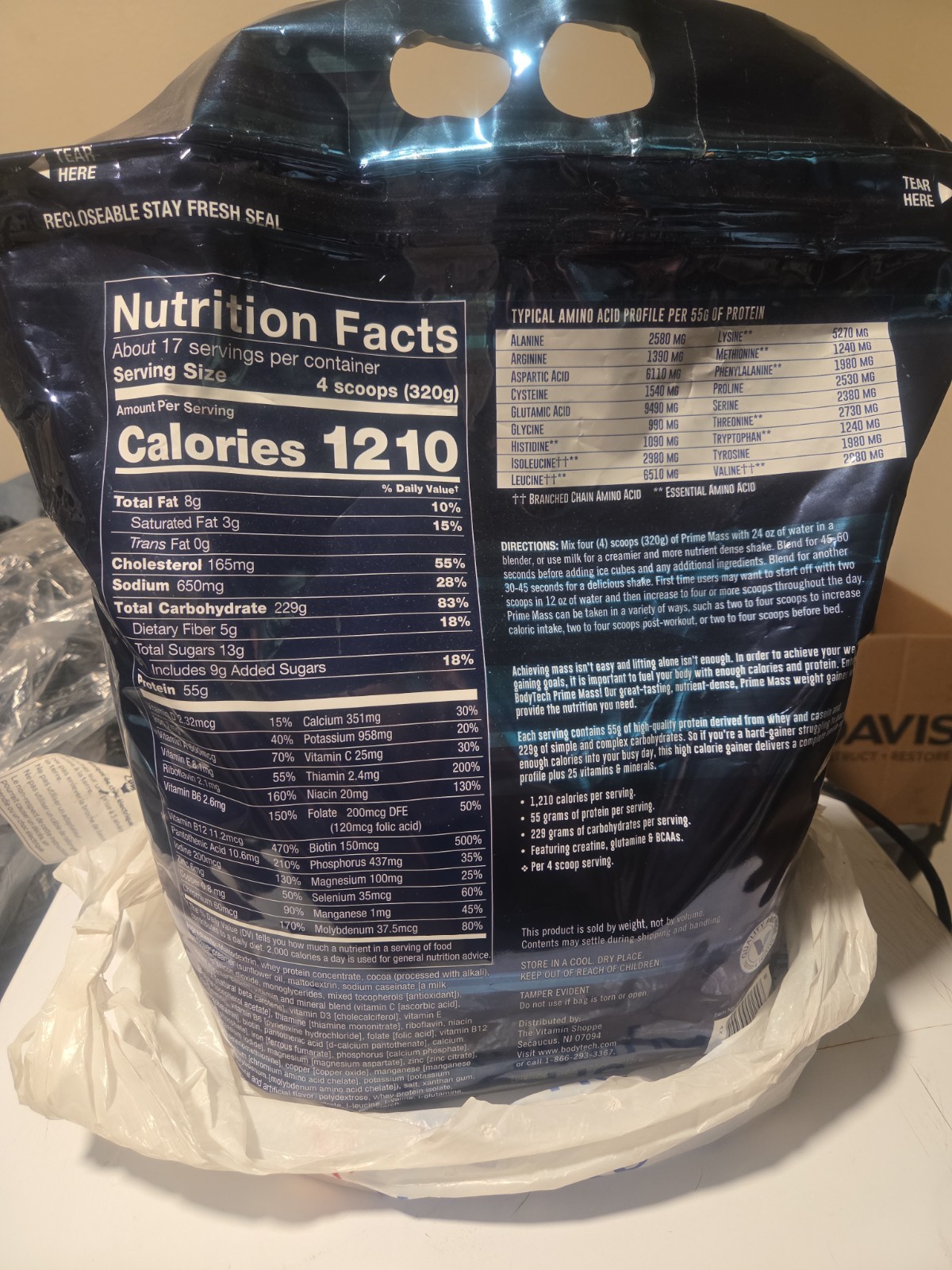 Bodytech Prime Mass High Protein Weight Gainer 12 lbs 17 Servings Chocolate Flav