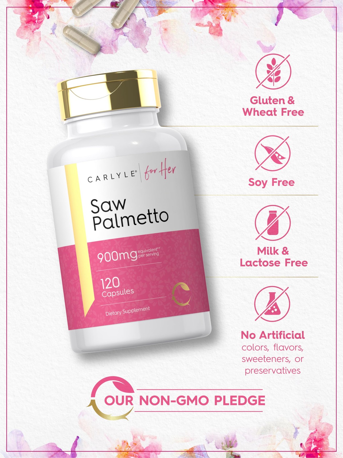 Carlyle Saw Palmetto for Women 900mg | 120 Capsules | 120 Count (Pack of 1)