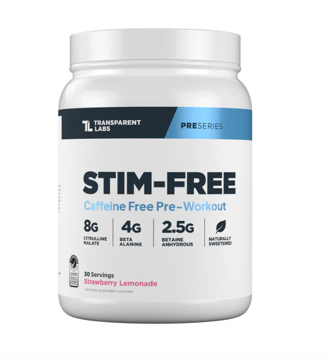 Transparent Labs Stim-Free Pre-Workout -strawberry lemonade EXP 1/28