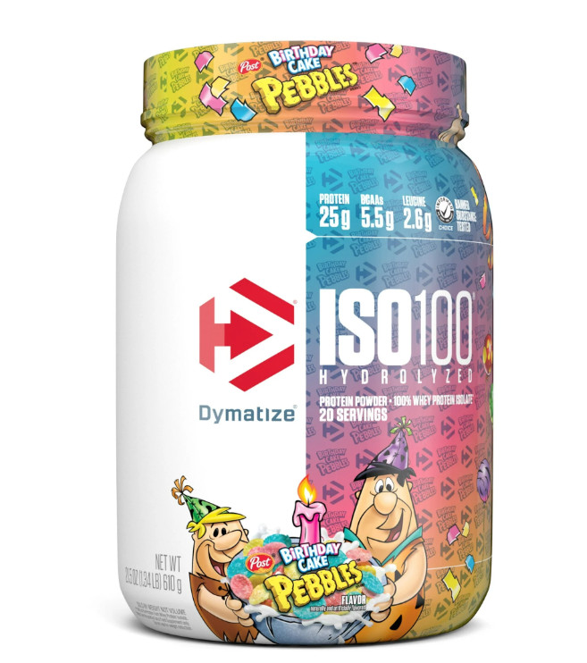 Dymatize ISO100 Hydrolyzed Whey Birthday Cake Pebbles 20 Servings 25g Protein