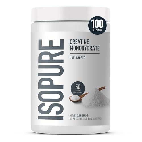 100% Pure Creatine Monohydrate Powder – Sugar Free, Unflavored, 5g per Serving,