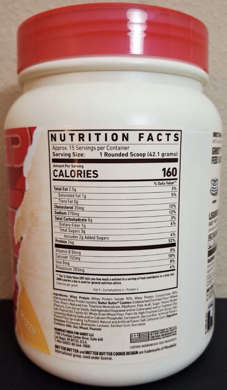 GHOST Whey Protein, Nutter Butter 🥜 1.4lbs, 26G Protein, 15 Servings, 09/2027✨️