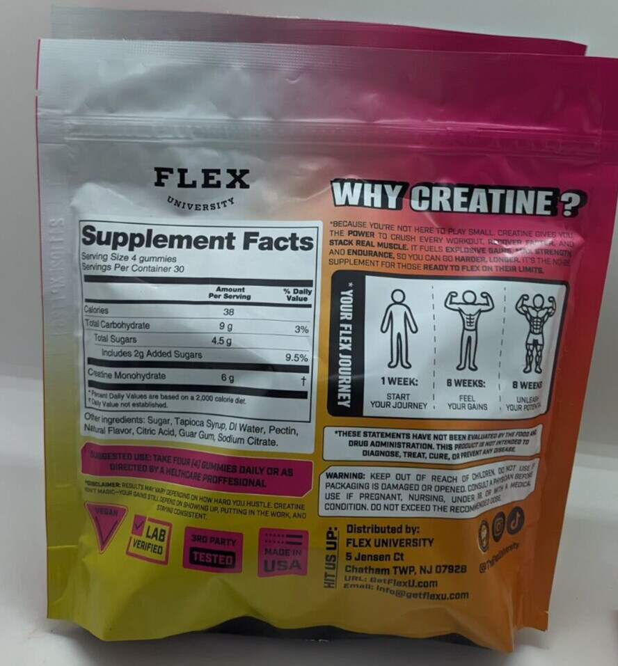 {2 Pack} Creatine Monohydrate Gummies Men Women, Pre Workout Energy Chews 11/26