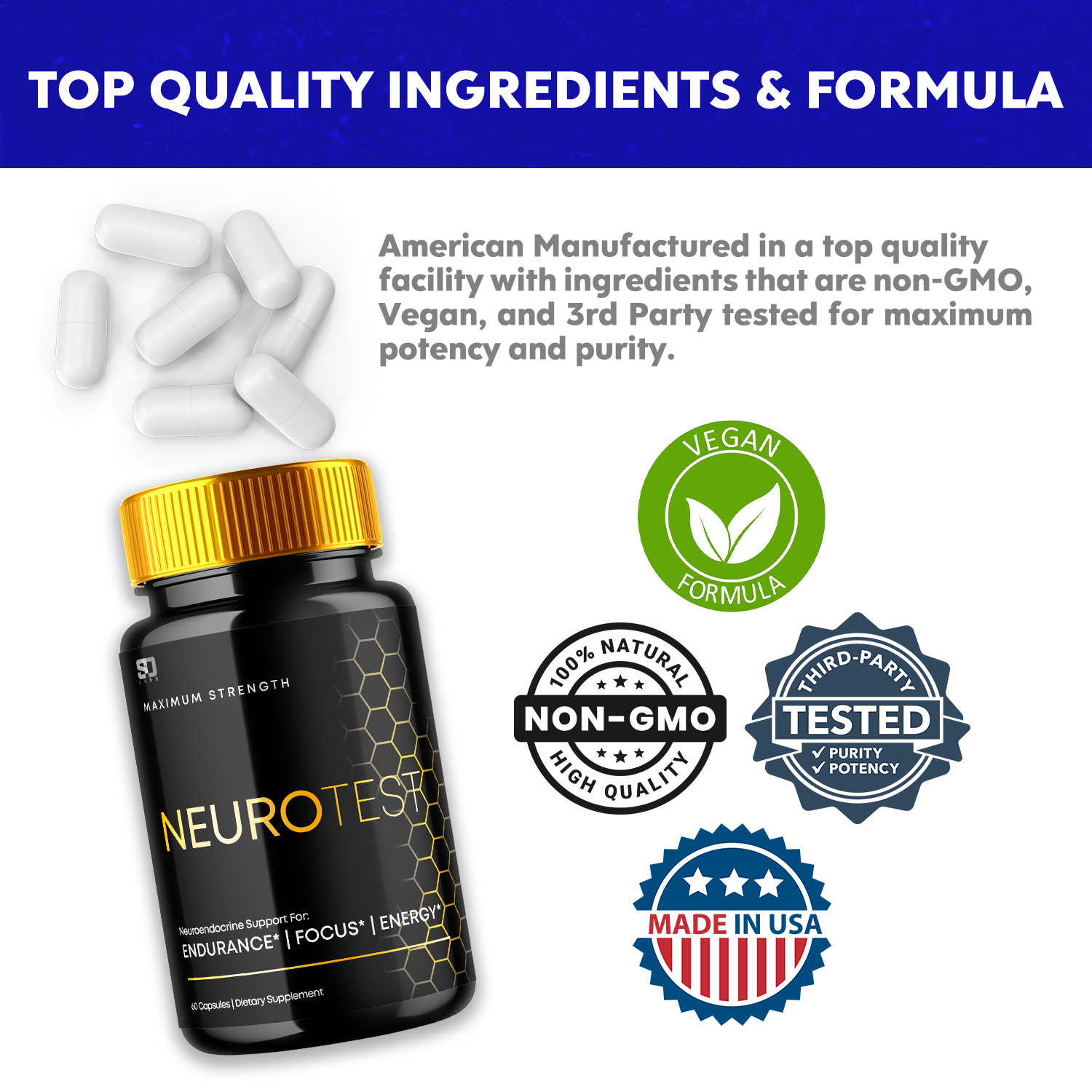 (5 Pack) Neurotest, Neurotest Advanced Formula Male Support Pills (300 Capsules)