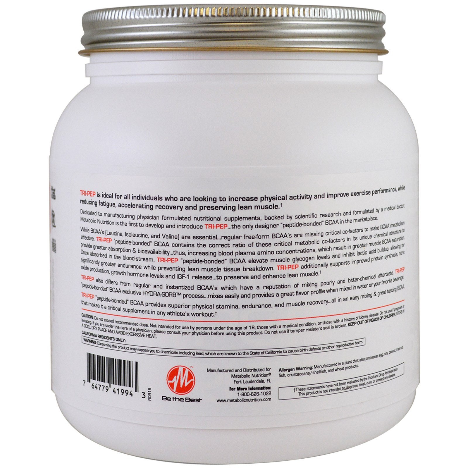 Tri-Pep, Branch Chain Amino Acid, Watermelon, 14.1 oz, (400 g)