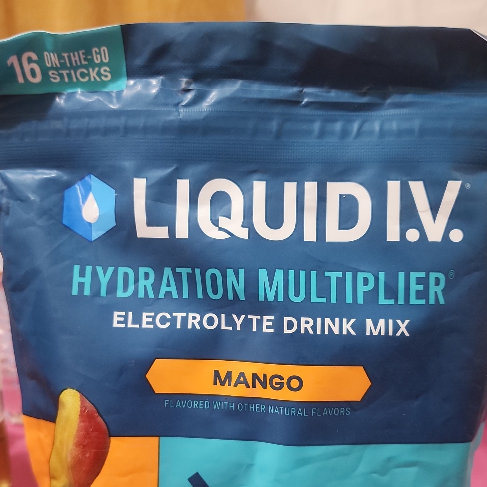 Liquid I.V. Hydration Electrolyte Drink Mix Mango 16 Sticks Sodium Potassium