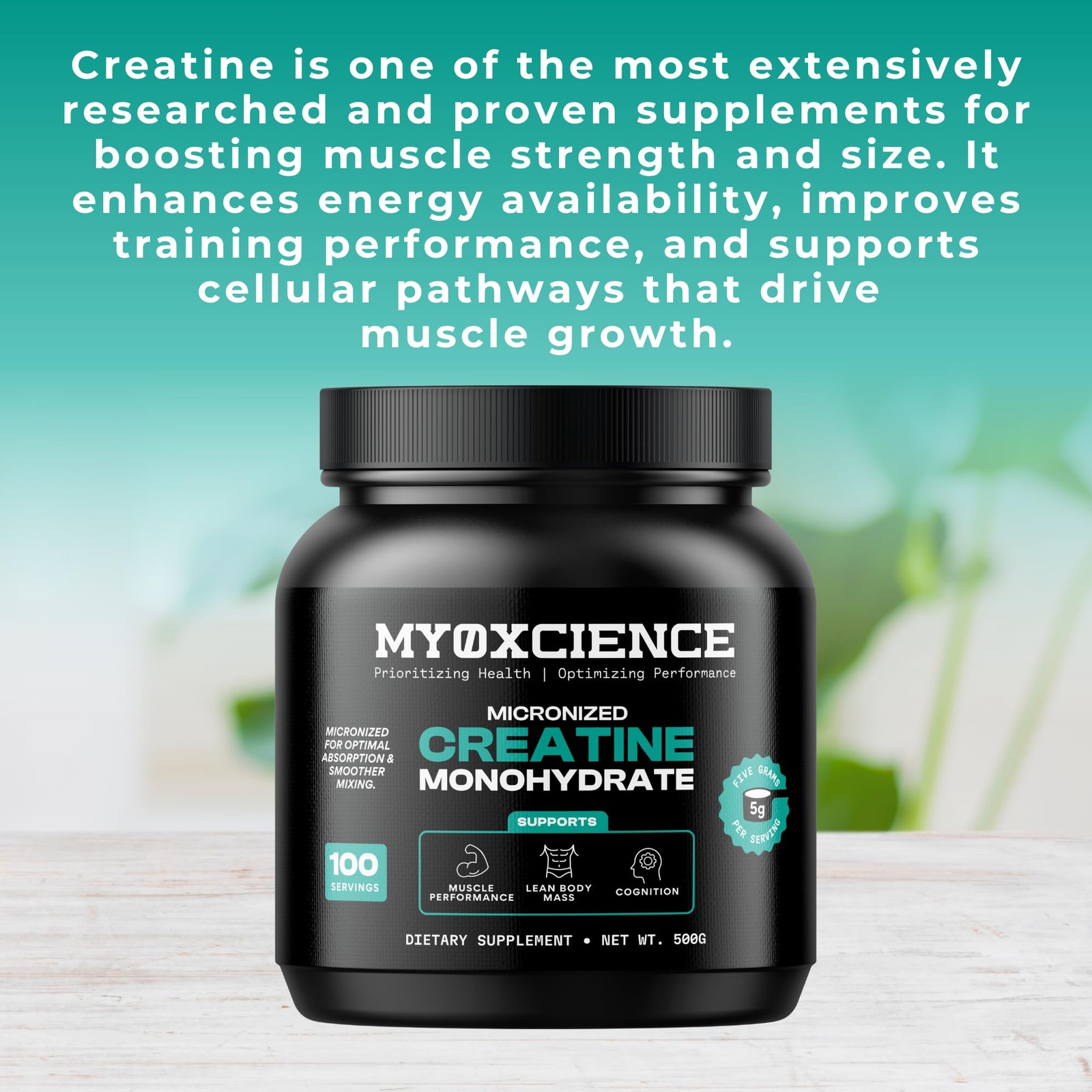 MYOXCIENCE Micronized Creatine | Supports Muscle 1.1 Pound (Pack of 1)