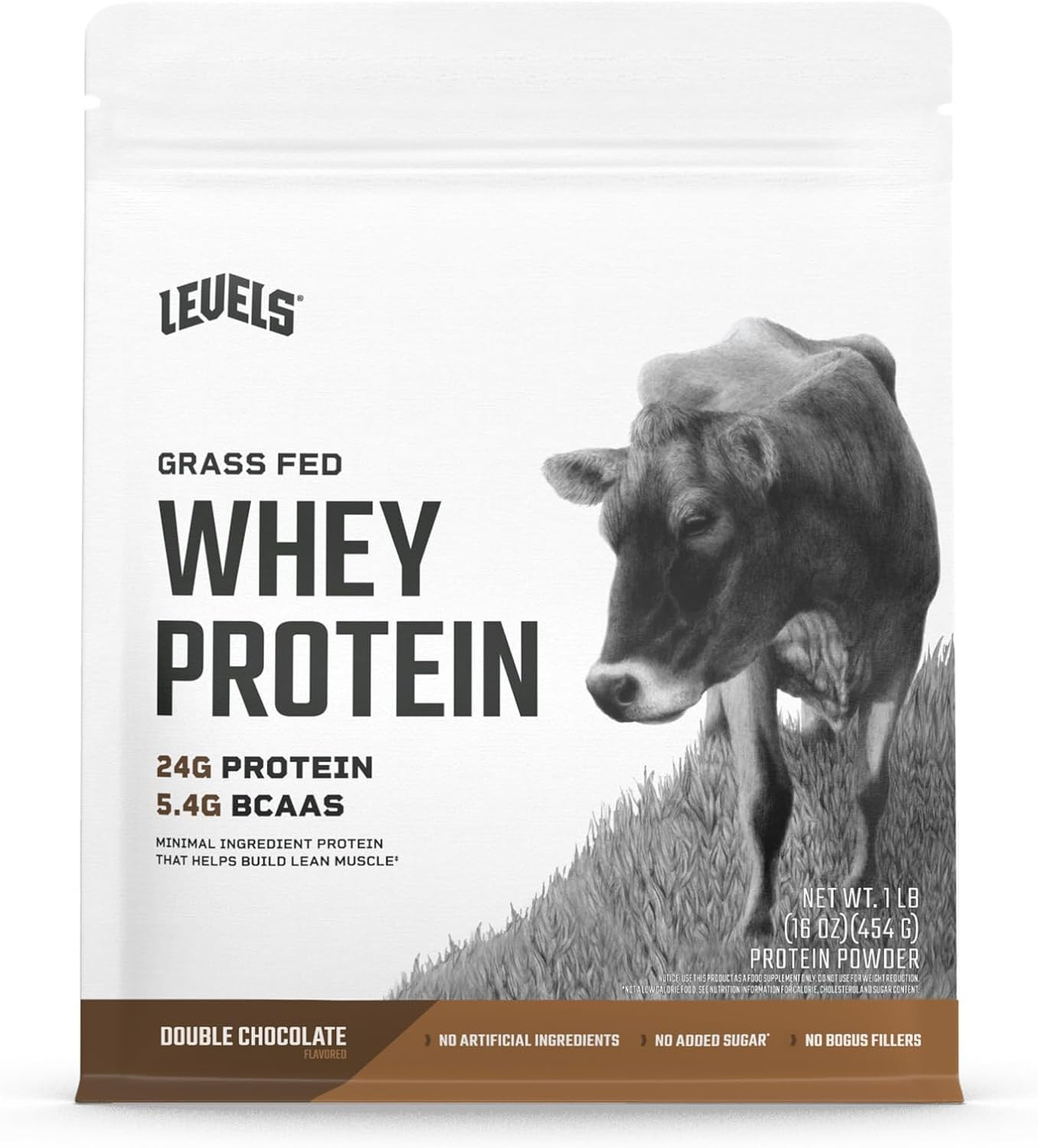 Levels Grass Fed Whey Protein Powder, No Artificials, 24G of Protein, Double Cho