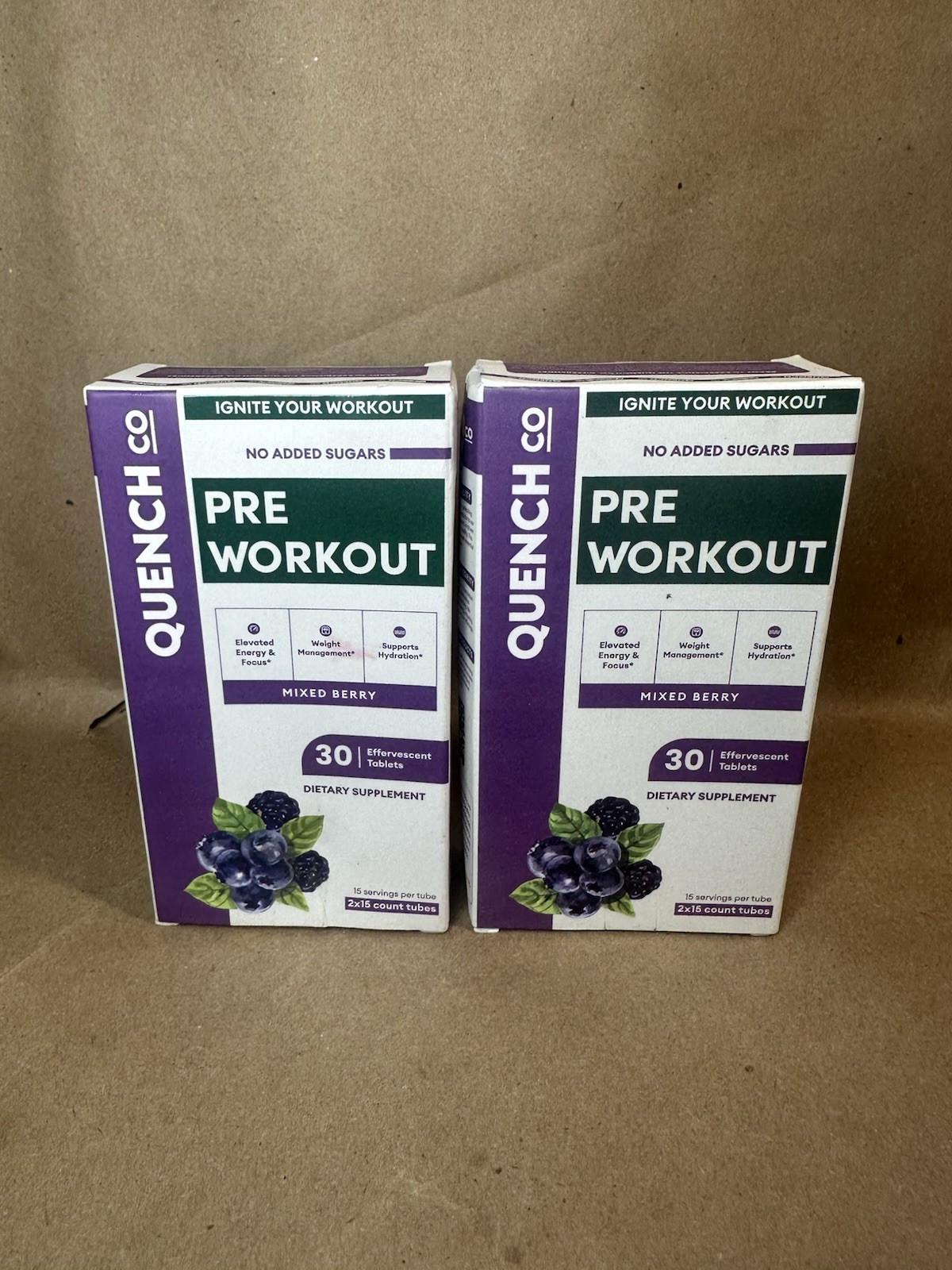 Quench Co Pre-Workout Mixed Berry – 6 Boxes (30 Tabs Each) – 180 Tabs 04/2026
