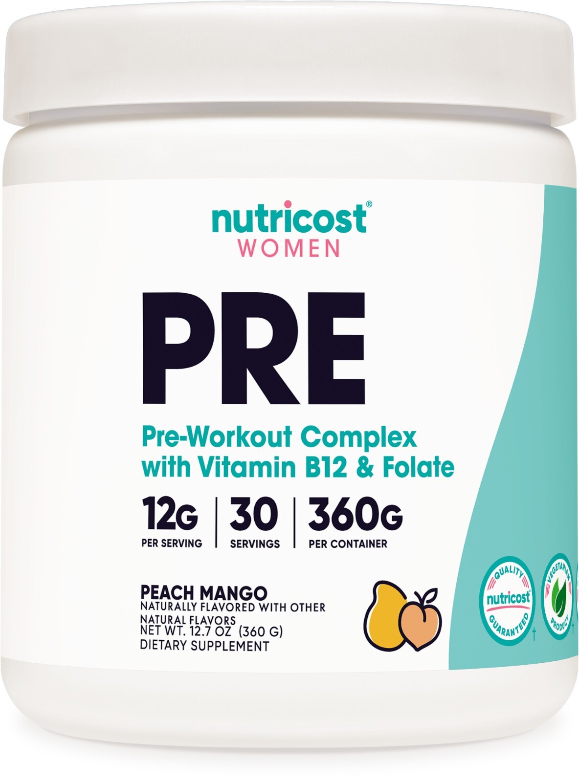 Nutricost Pre-Workout Powder for Women, Peach Mango, 30 Servings