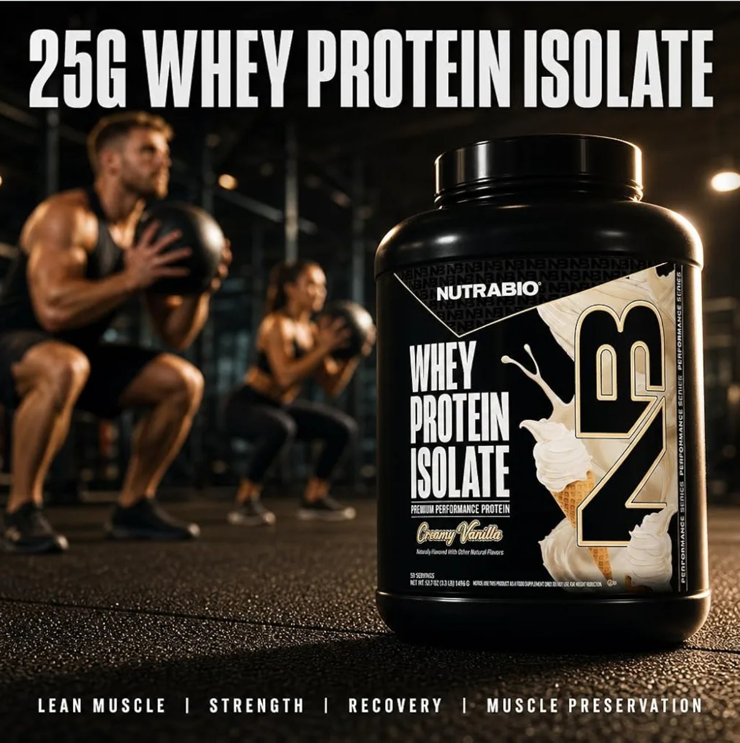 NutraBio WHEY PROTEIN ISOLATE 2 lb (30 Servings) Cinn Sugar Donut BEST BY 10/26