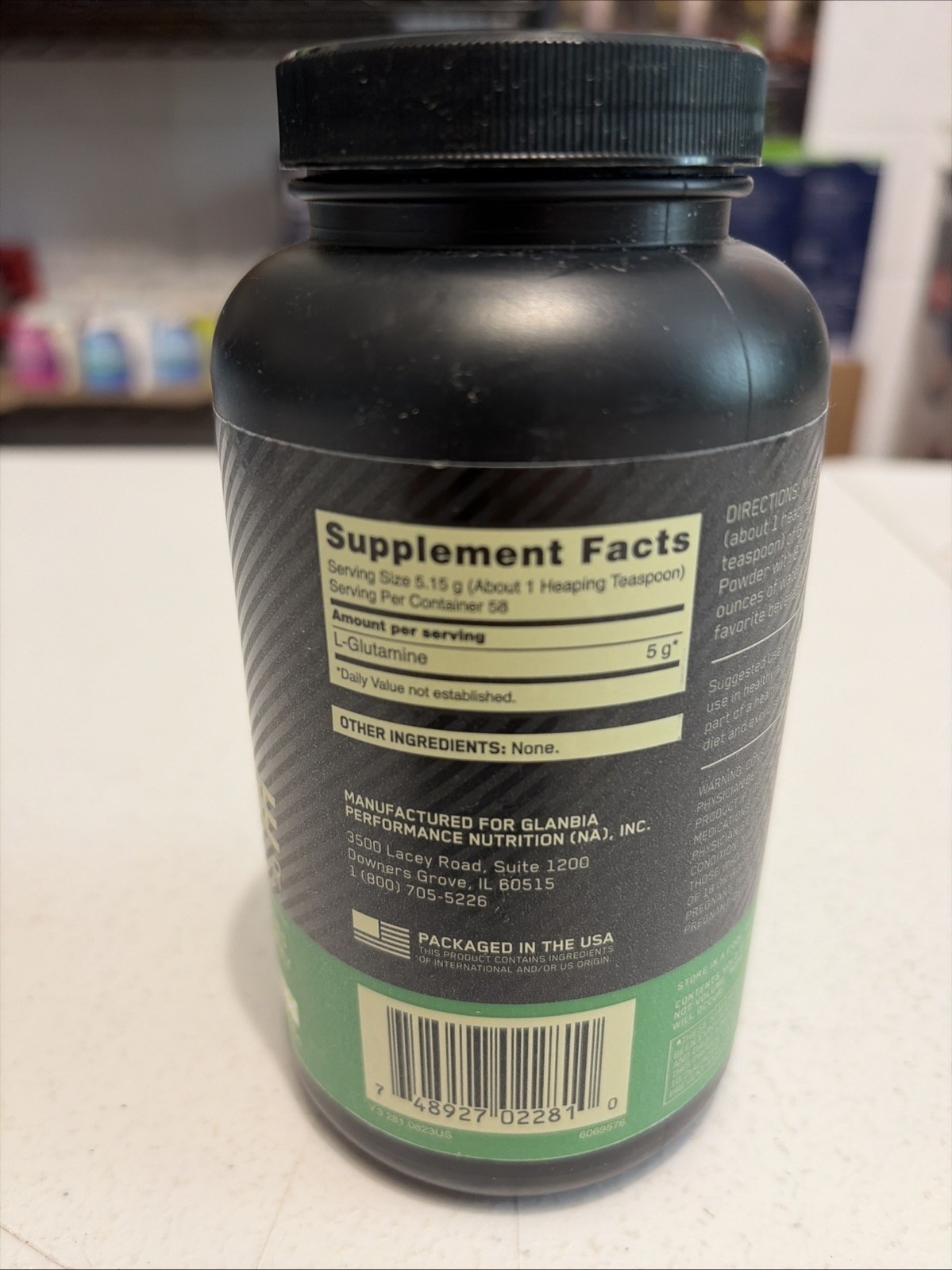Optimum Nutrition Glutamine Powder Unflavored 10.58 oz 300 g Exp 2028