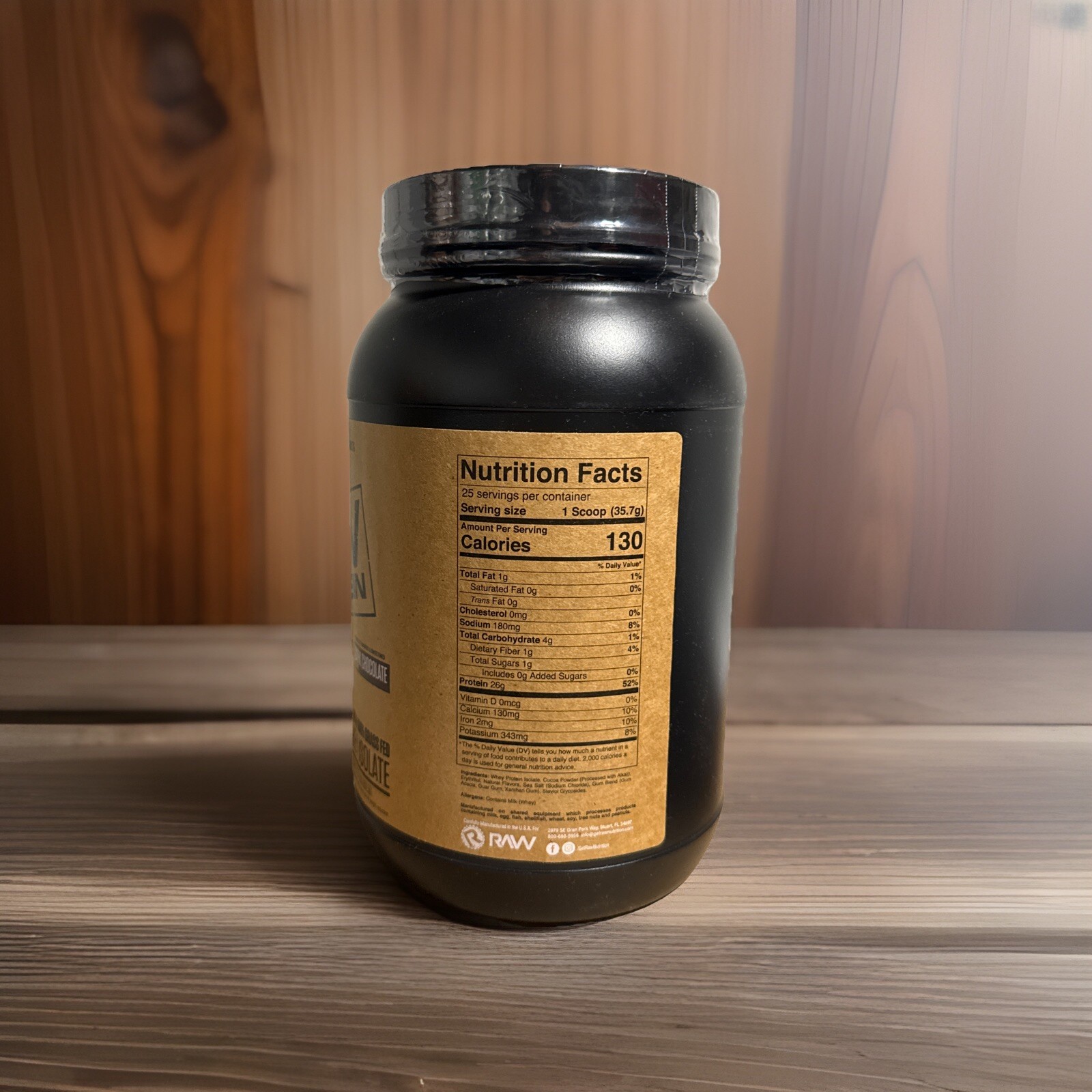 Raw Vegan Protein 1.97 Lb (892.5 G) Dark Chocolate Whey Isolate