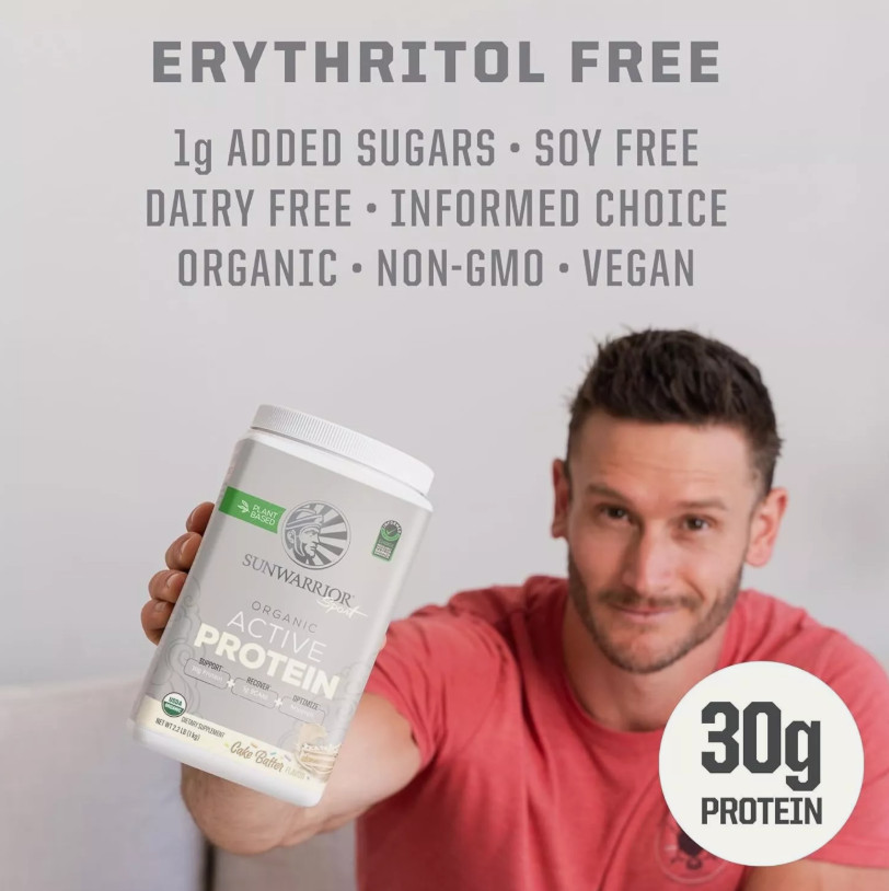 Sunwarrior Vegan Protein Powder USDA Organic Protein Powder Cake Batter flavor