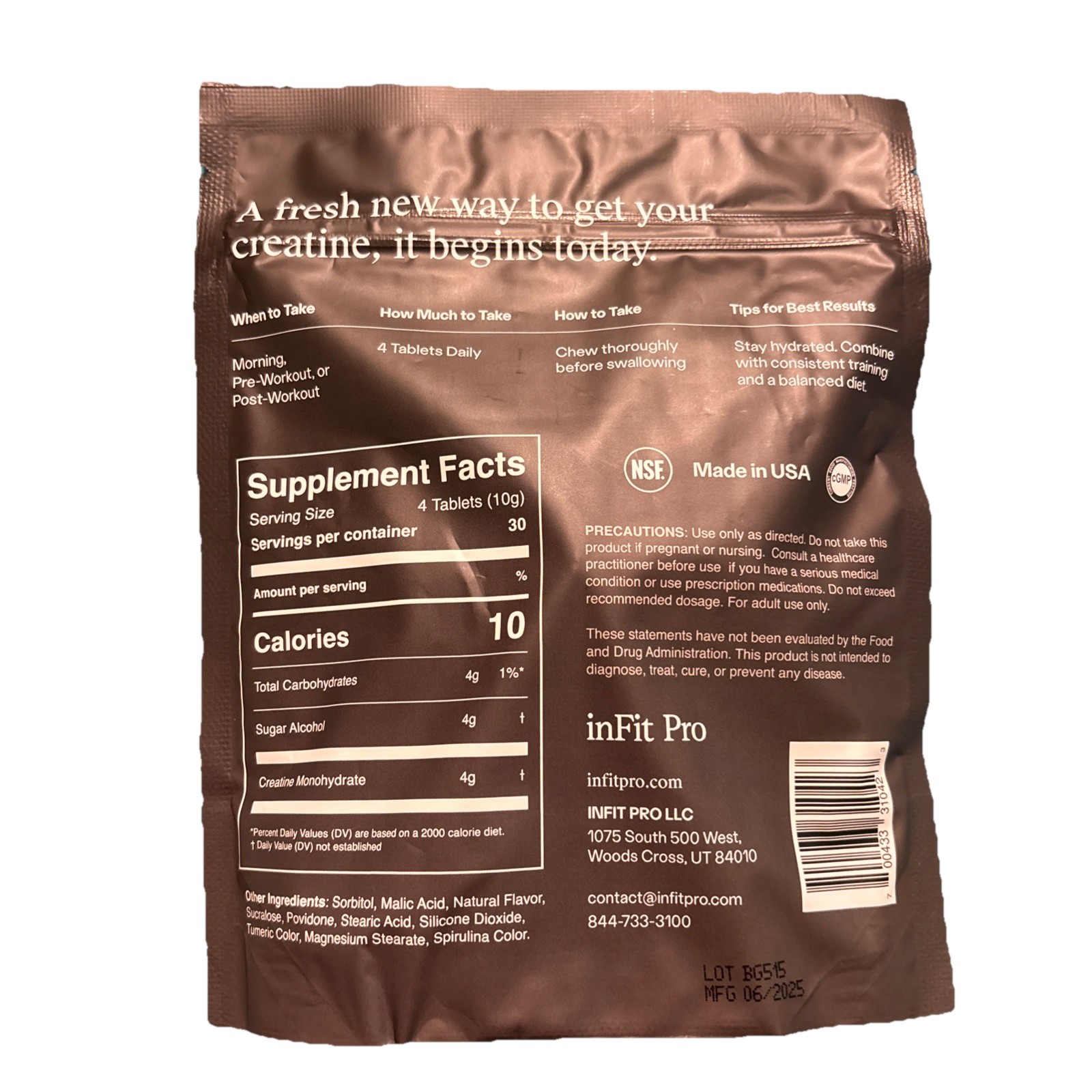 INFIT PRO – Creatine Tablets (Sour Apple) 120ct 1g/tablet