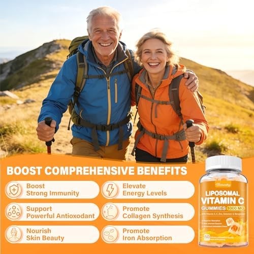 Liposomal Vitamin C Gummies 1000mg for Adults: Vitamin C Chewable Gummy with Zin
