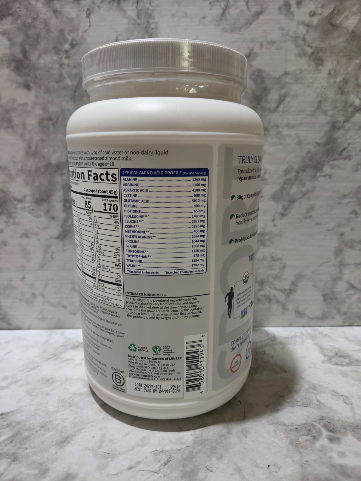 Garden of Life Sport Organic Plant-Based 30g Protein Vanilla 30 OZ 10/2026