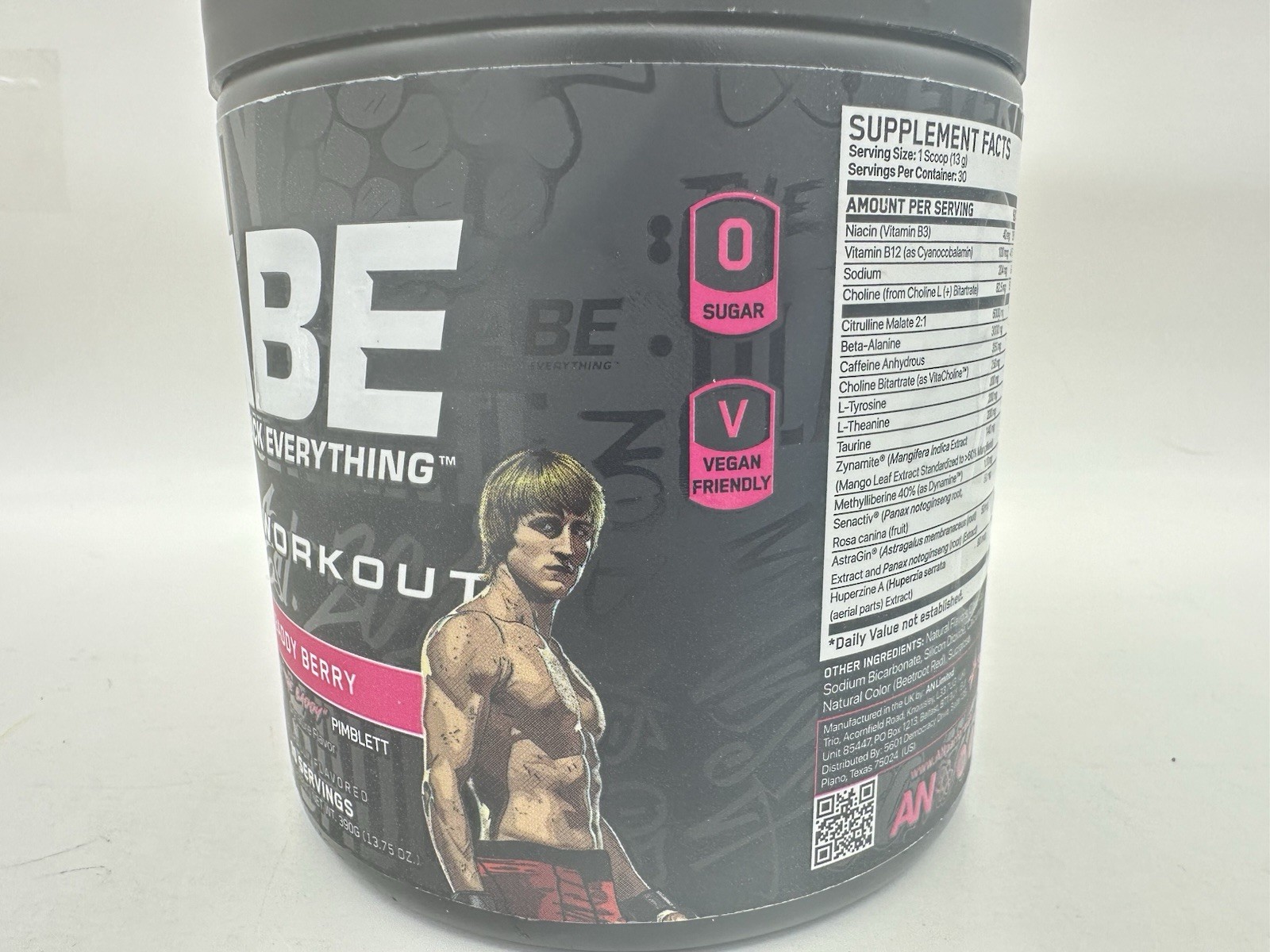 AN ABE Pre-Workout Baddy Berry 13.75 oz, 30 Servings All Black Everything Sealed
