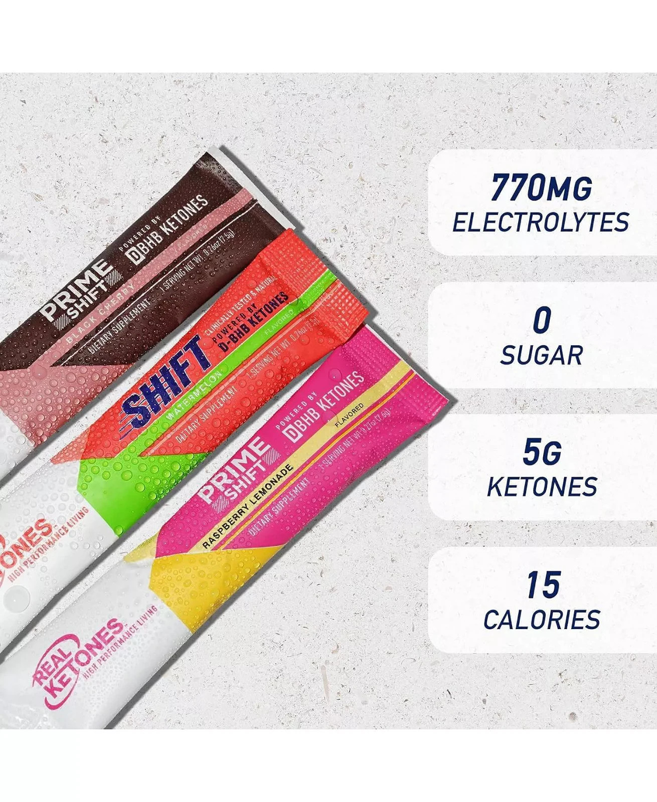 4 x Real Ketones SHIFT Variety Pack, 3 Flavors, 120 Days Supply Packets, Exp 28