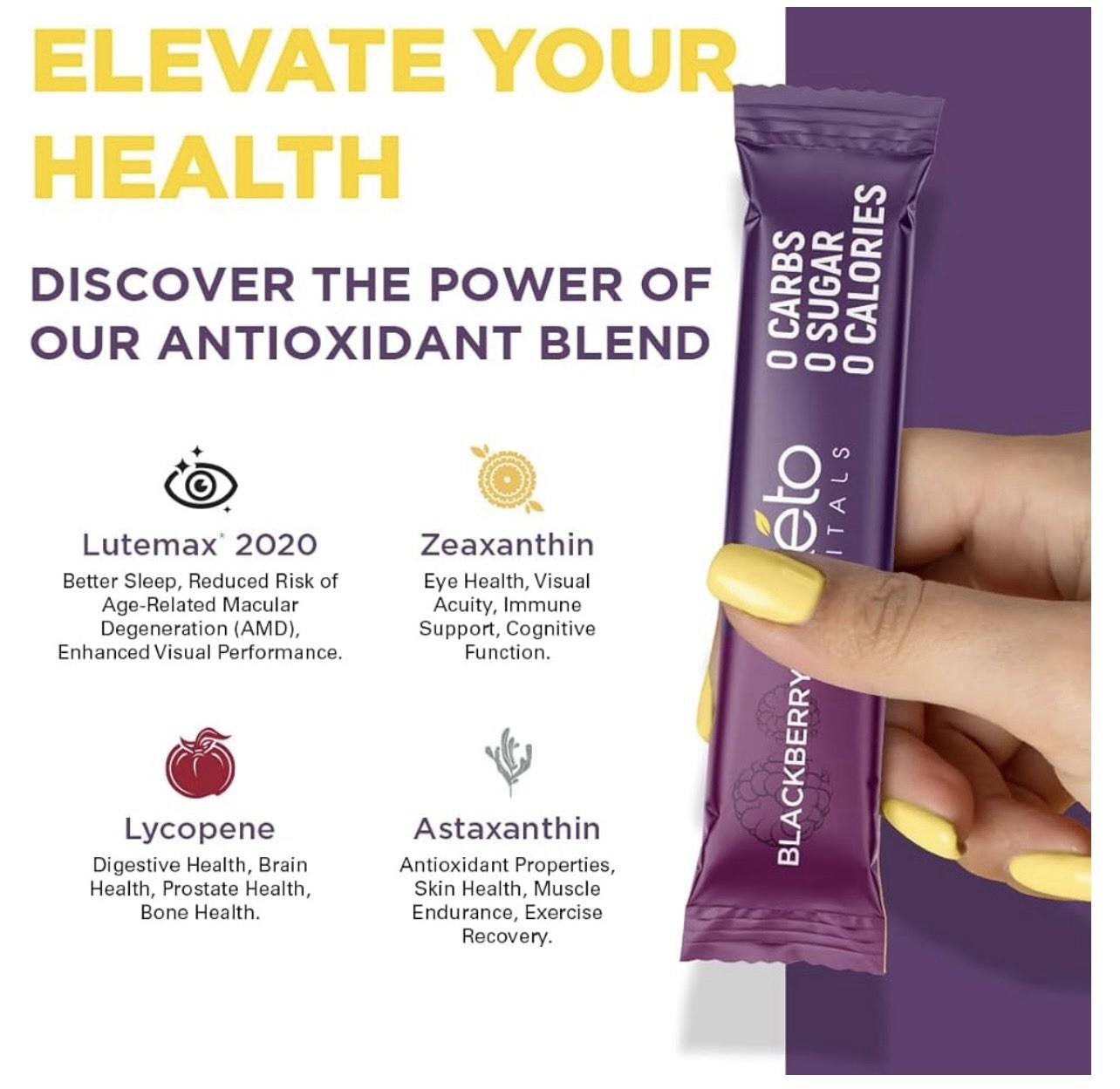 Keto Vitals Berry Electrolytes Energy Powder Packets No Sugar Keto Friendly 30pk