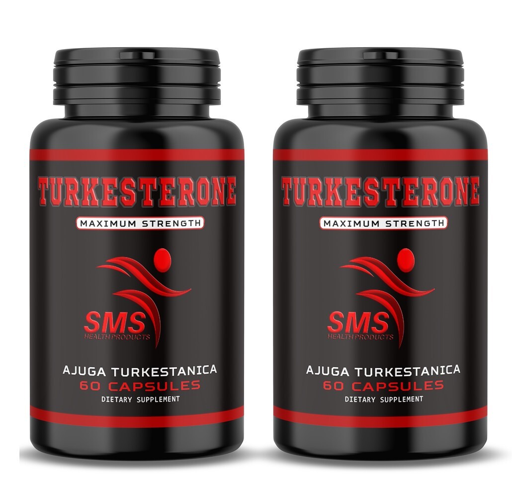 TURKESTERONE 1200mg Ajuga Turkestanica Standardized to 10% 120 Caps 2 Bottles
