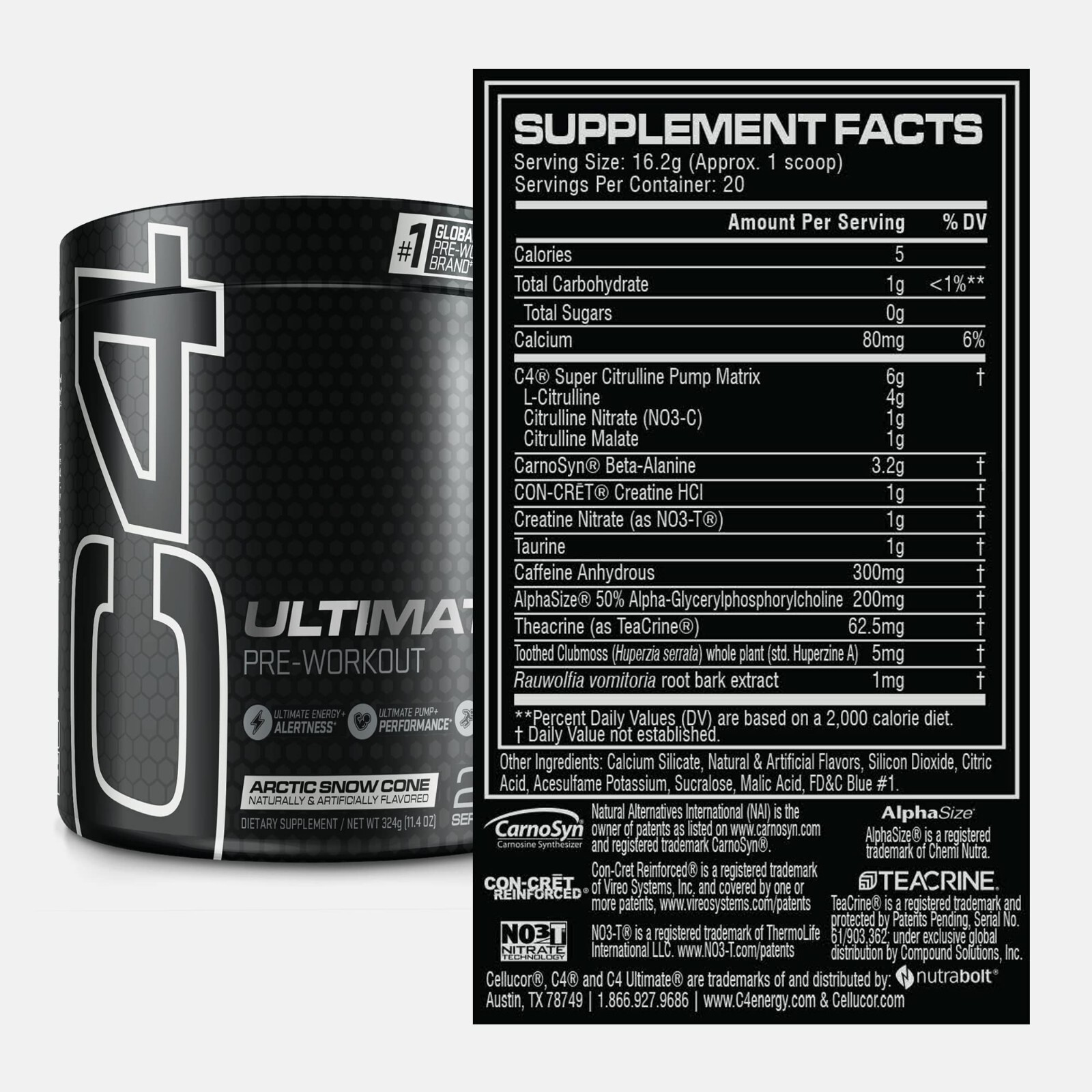 Cellucor C4 Ultimate Pre-Workout / 20 Servings / Arctic Snow Cone