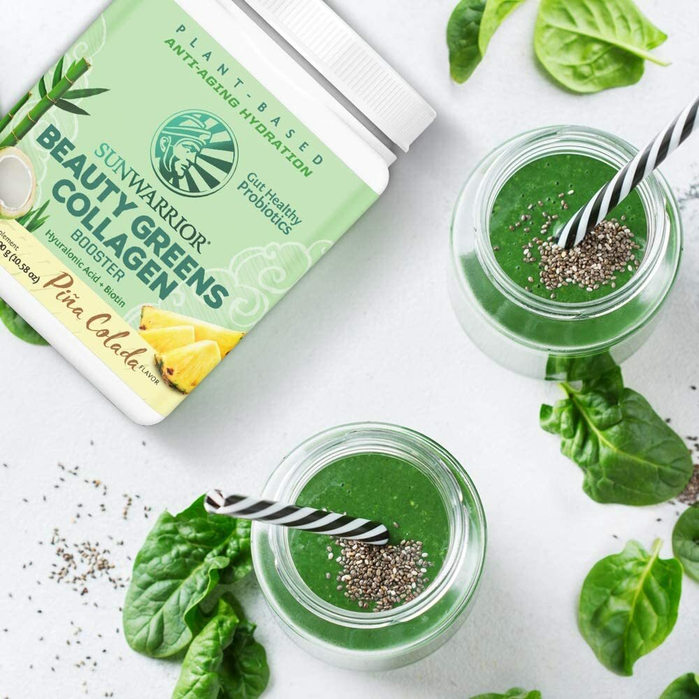Sunwarrior Plant-Based Beauty Greens Powder Organic Pina Colada, 10.6oz