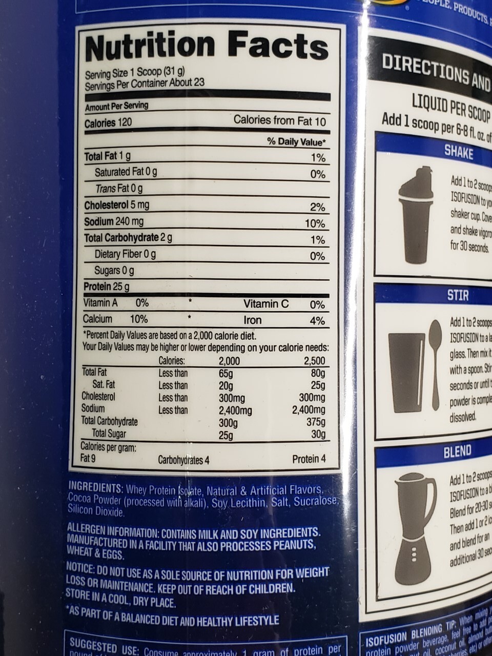 Gaspari Nutrition – ISOFUSION – 1.6 lbs – Milk Chocolate – 23 Servs – Ex 12/2024