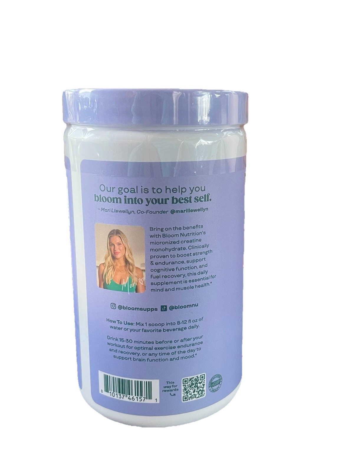 Bloom Creatine Monohydrate Powder Raspberry Lemon Flavor 40 Servings