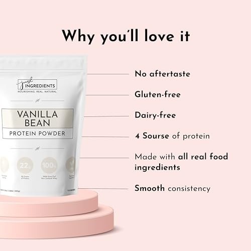 JUST Ingredients Vanilla Bean Protein Powder Casein Free 22g 15 Servings 17.46oz