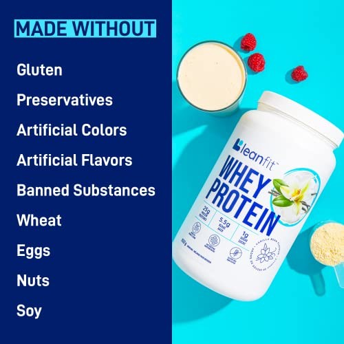 Whey Protein Powder Vanilla, 24g Protein, 23 Servings, 1.8 lb Tub, Keto