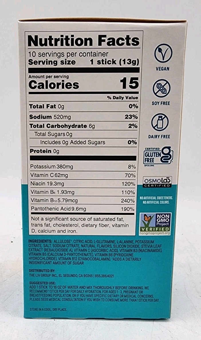 Liquid I.V. Sugar Free Raspberry Lemonade Electrolyte Drink Mix 20 Sticks