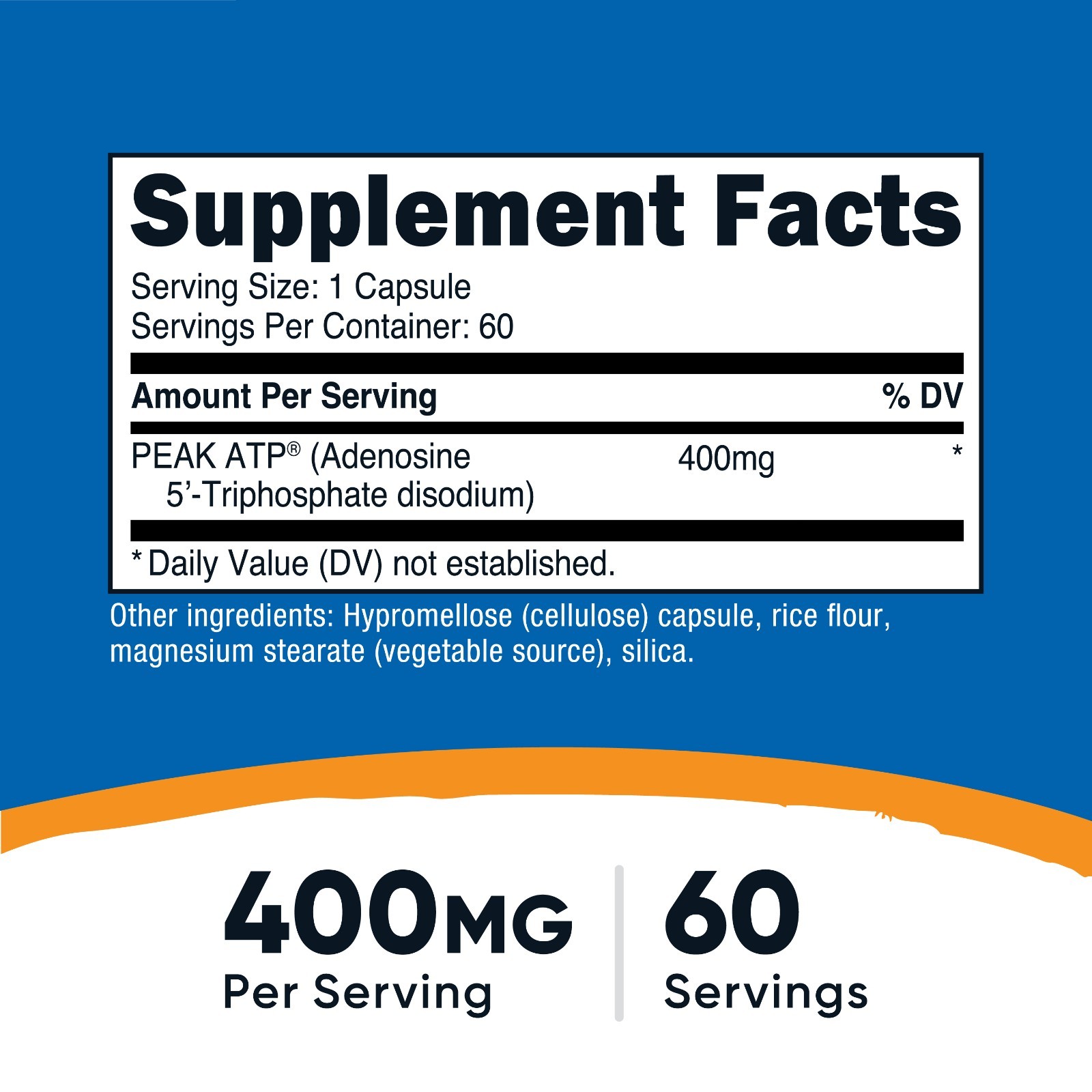 Nutricost ATP Supplement (400mg) 60 Capsules – Made with Peak ATP, 60 Servings