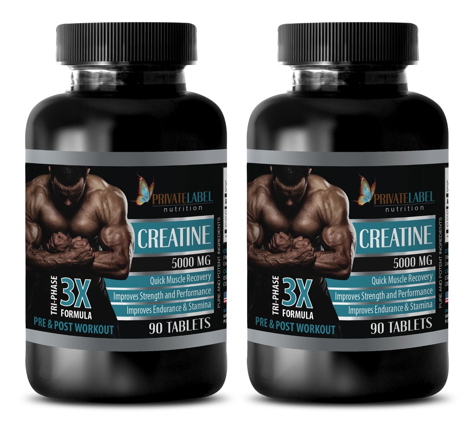 Creatine 3X 5000mg – HCL powder – Bodybuilding Supplements – 2 Bottles 180 Tabs